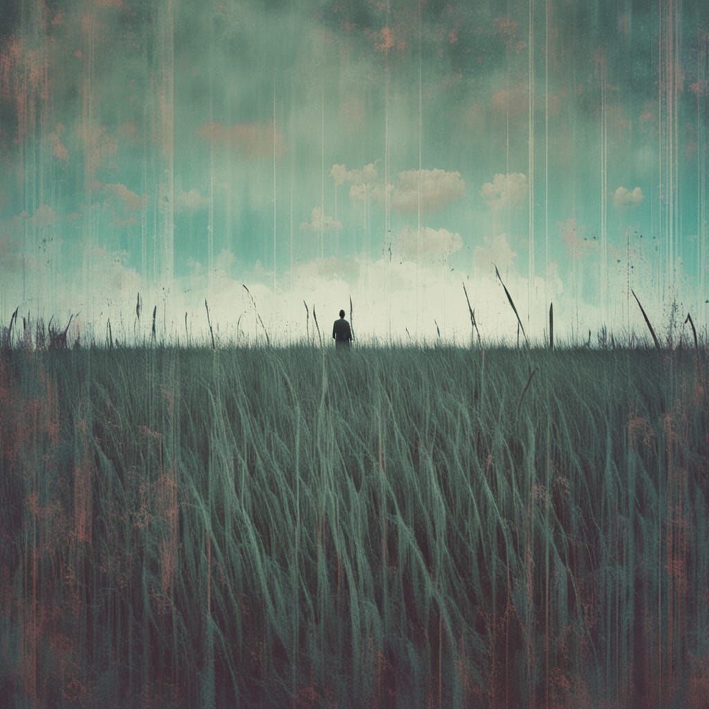 Distressed VHS Tape Art in a Field of Static