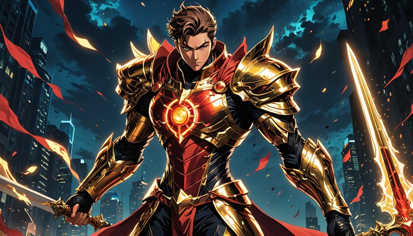 Dynamic Manga Art: Hero Saving the Day