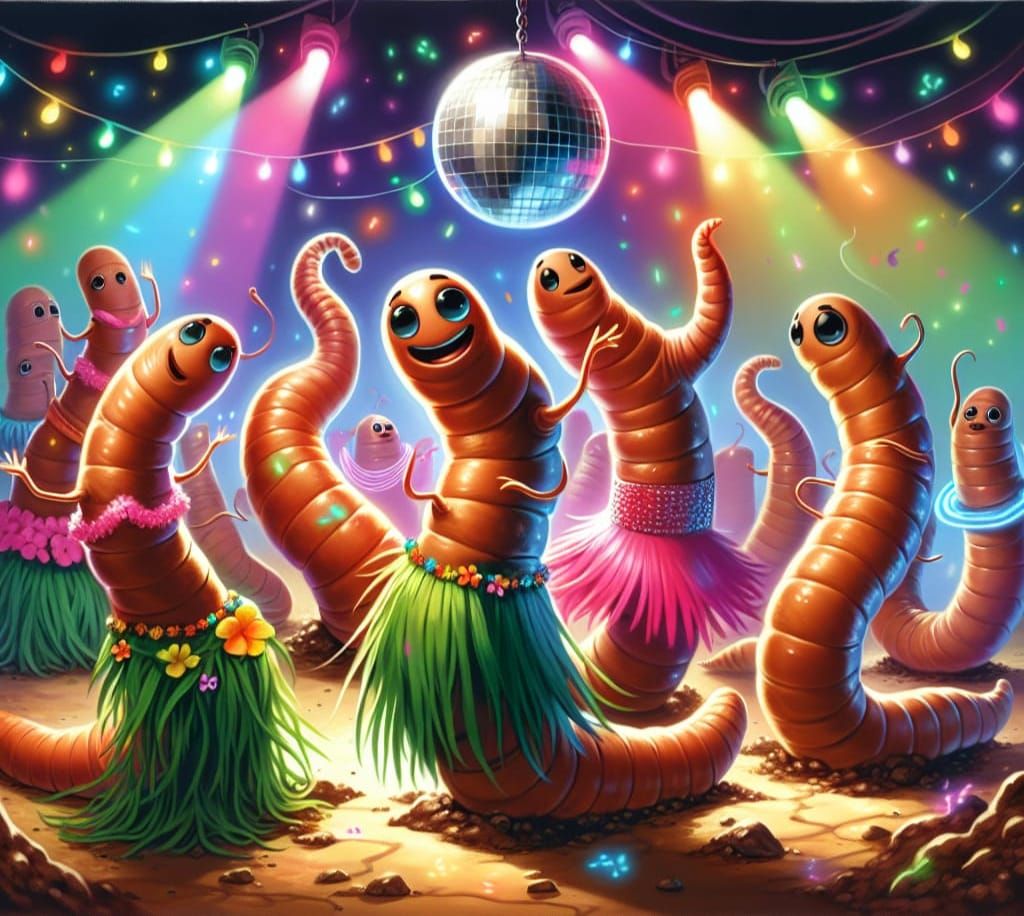 Worms Celebrate in a Fantastical Disco Party Scene