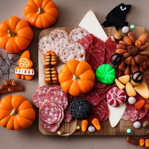 Halloween Treats on Rustic Charcuterie Board