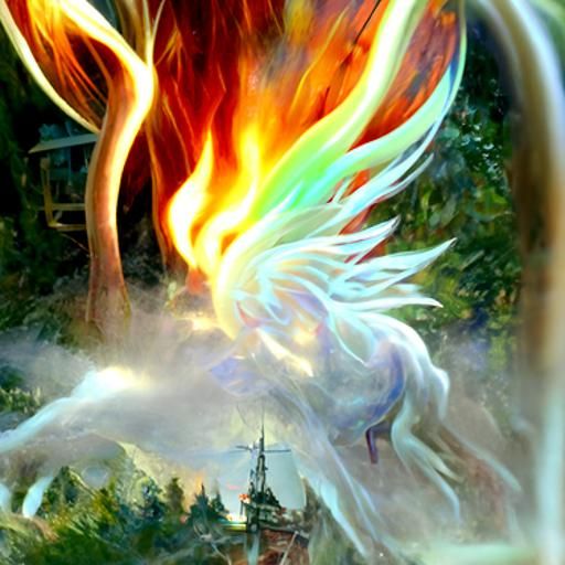 Fiery Pegasus in Ethereal Fantasy Landscape