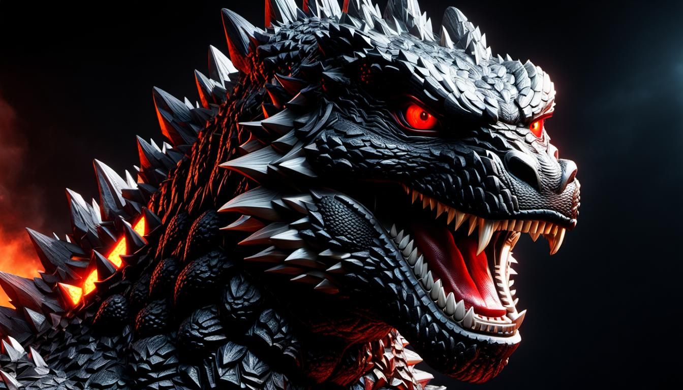 Detailed Godzilla G1 Portrait with Sinister Smile