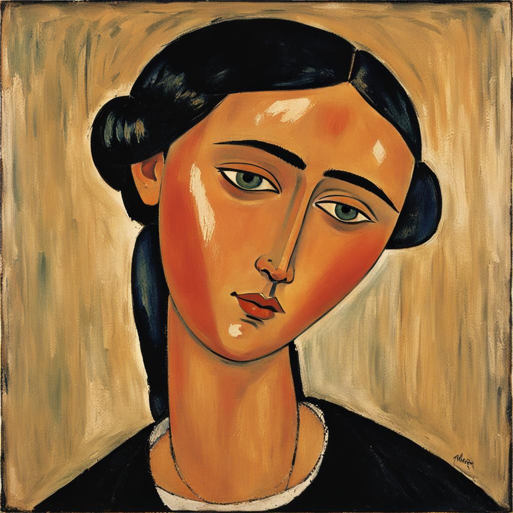 Mary Magdalene Portrait in Modigliani Style