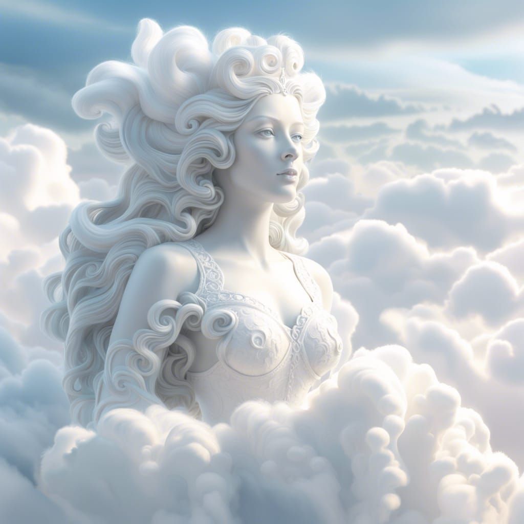 woman made of clouds only
