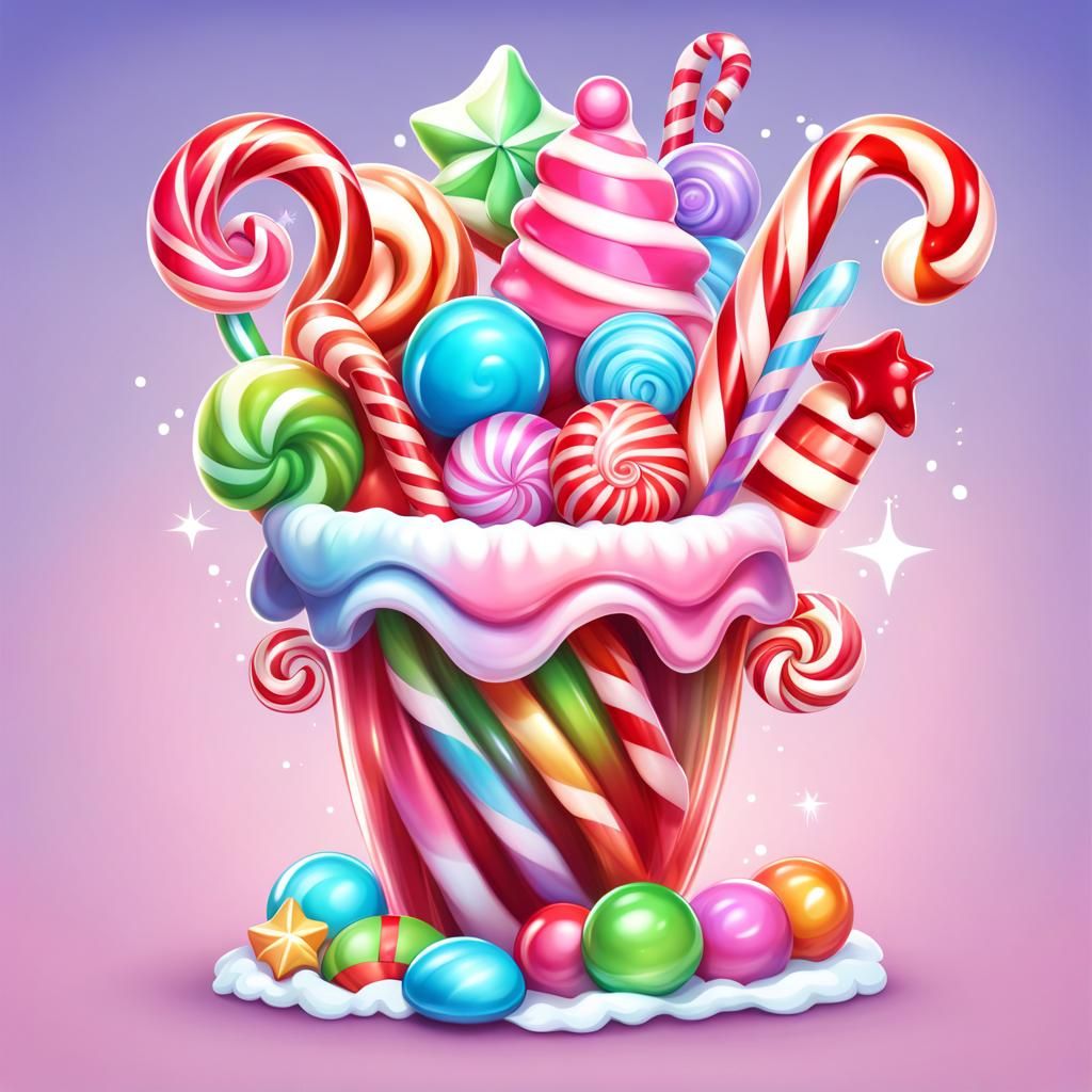 Kawaii Christmas Candyland Design in Candy Art Style