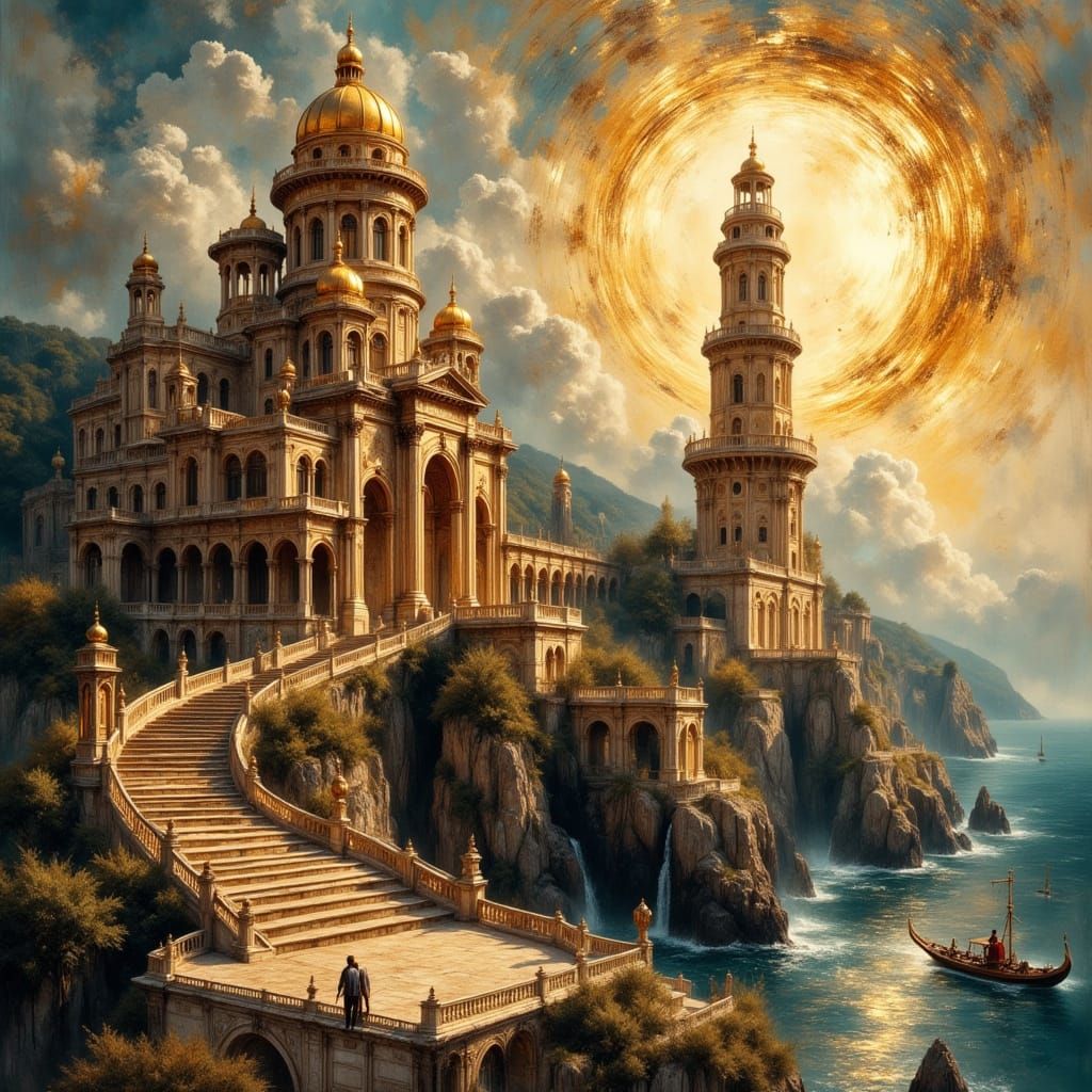 Romantic Lighthouse at Sunrise in Impressionist Style