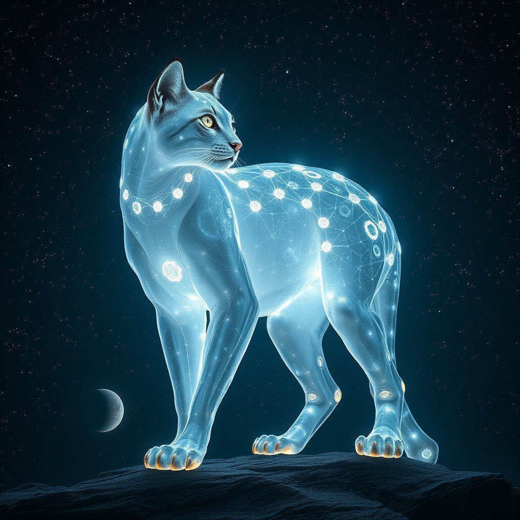 Ethereal Crystalline Bobcat Radiating Cosmic Light