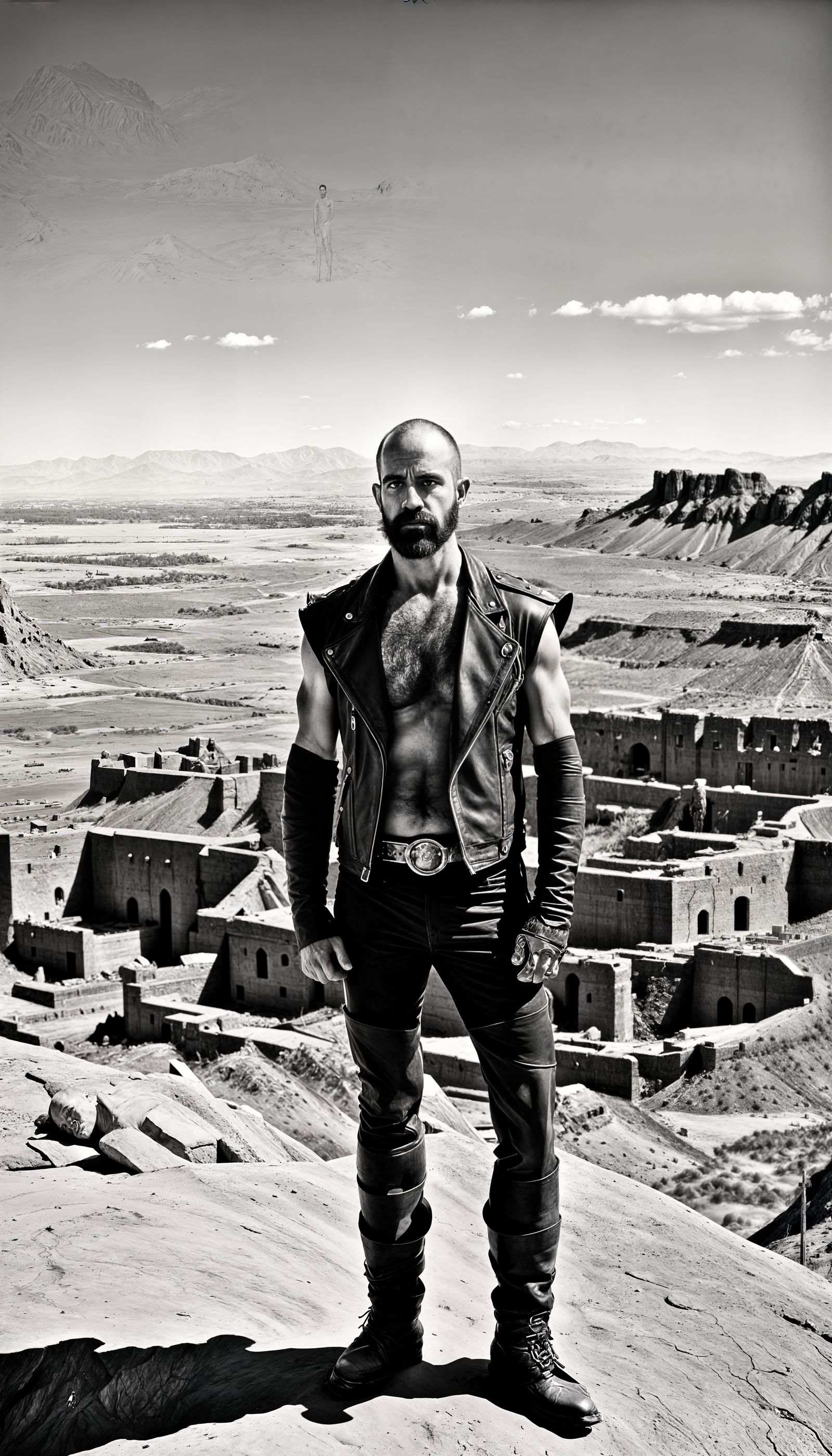 Post-Apocalyptic Valley, Striking Black and White Portrait