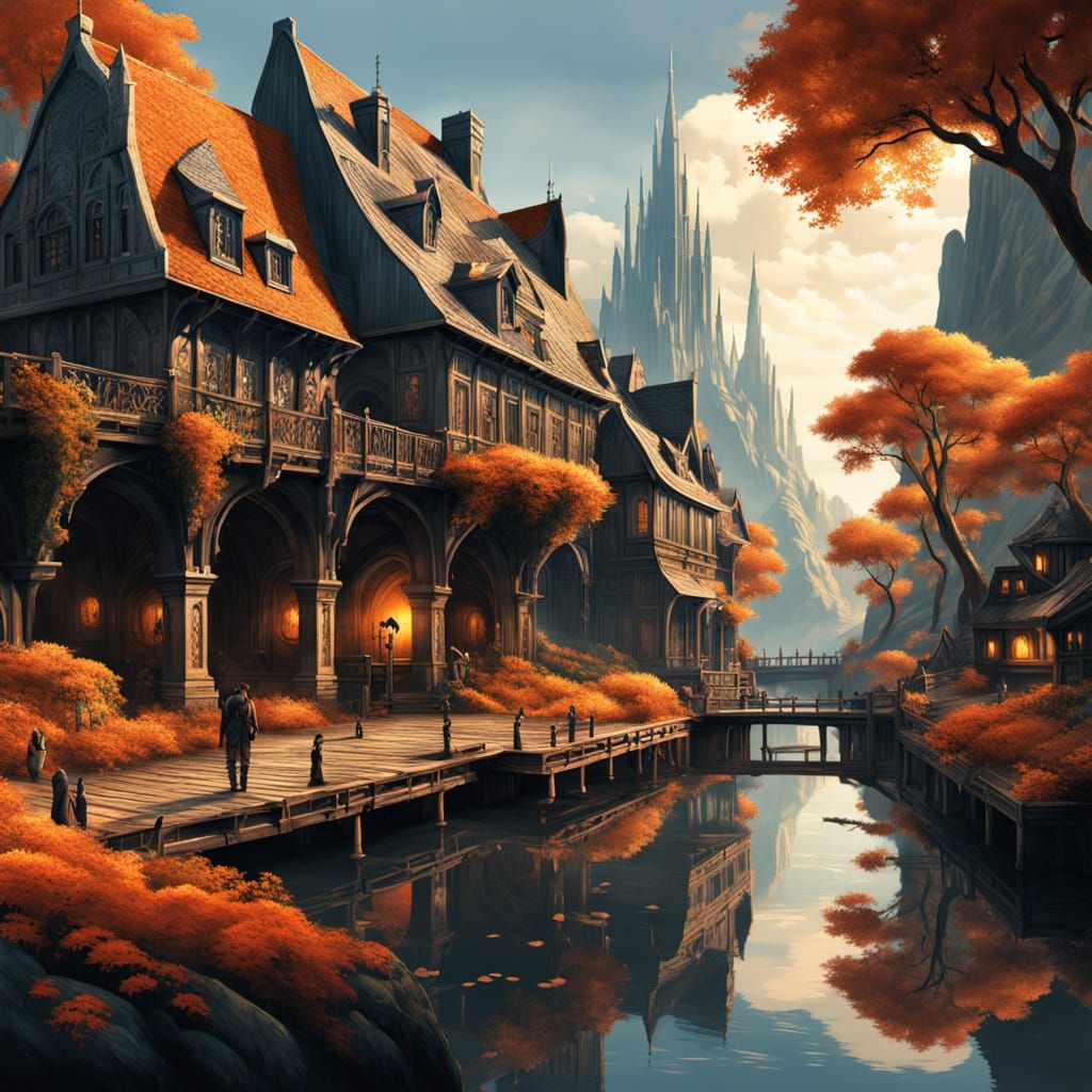 Bioluminescent Alien Market in Matte Painting Style