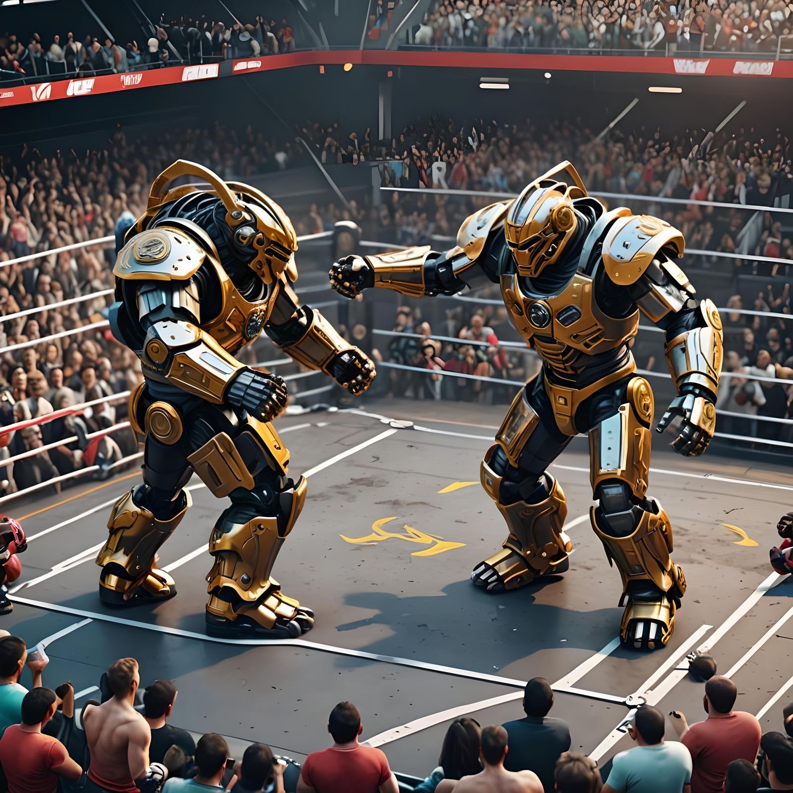 Mechanical Warriors Clash in Futuristic Arena
