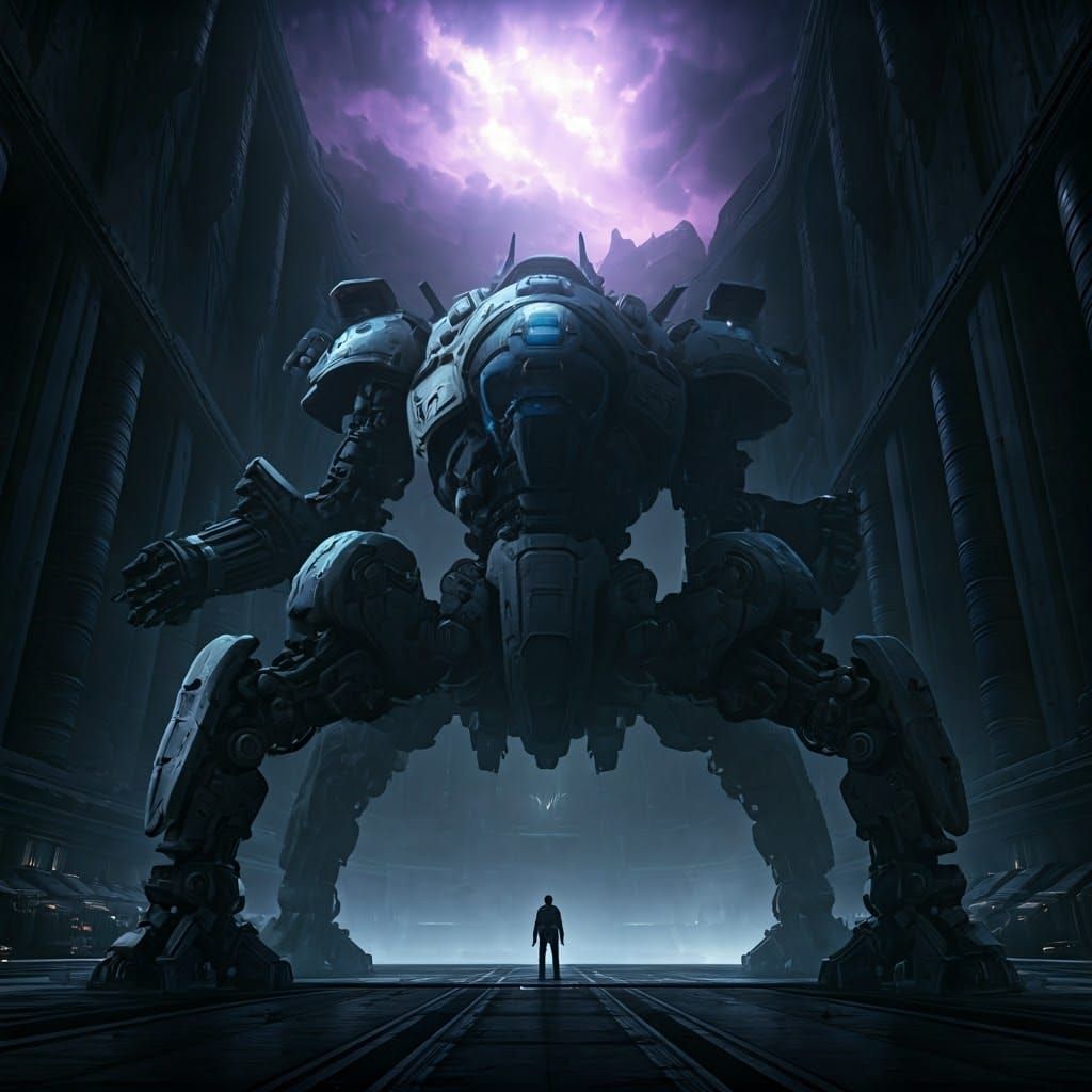 Gigantic Mecha Robot Awakens in Dark Aether Dimension