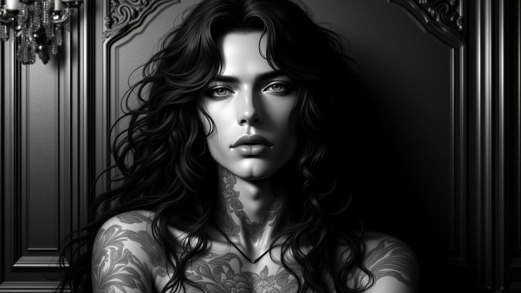 High Contrast Portrait of Colombian Woman in Black and White