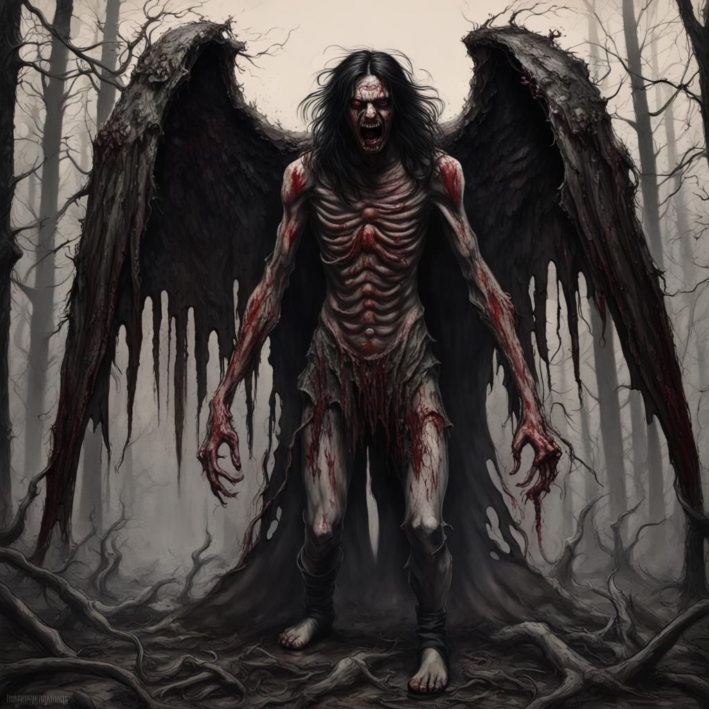Horror Forest: Rotting Zombie Vampire with Wings