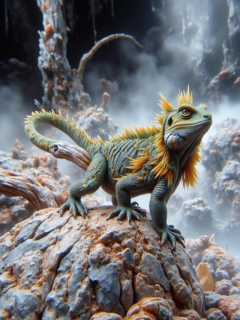 Majestic Frilled Neck Dragon in Tropical Splendor