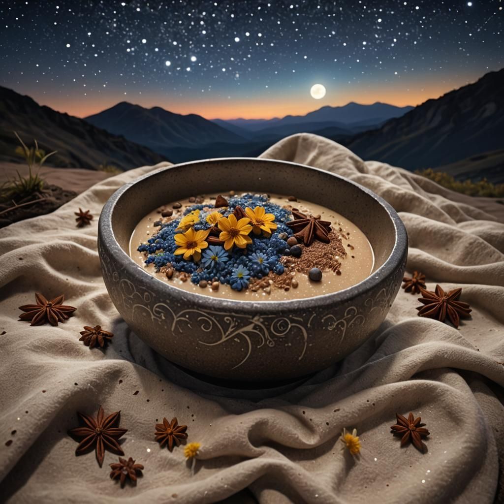 Moonlit Pudding with Arcane Symbols