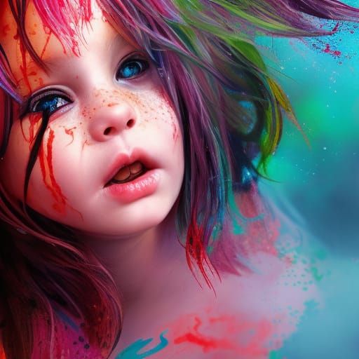 Eerie Child with White Hair: Hyperrealistic Concept Art