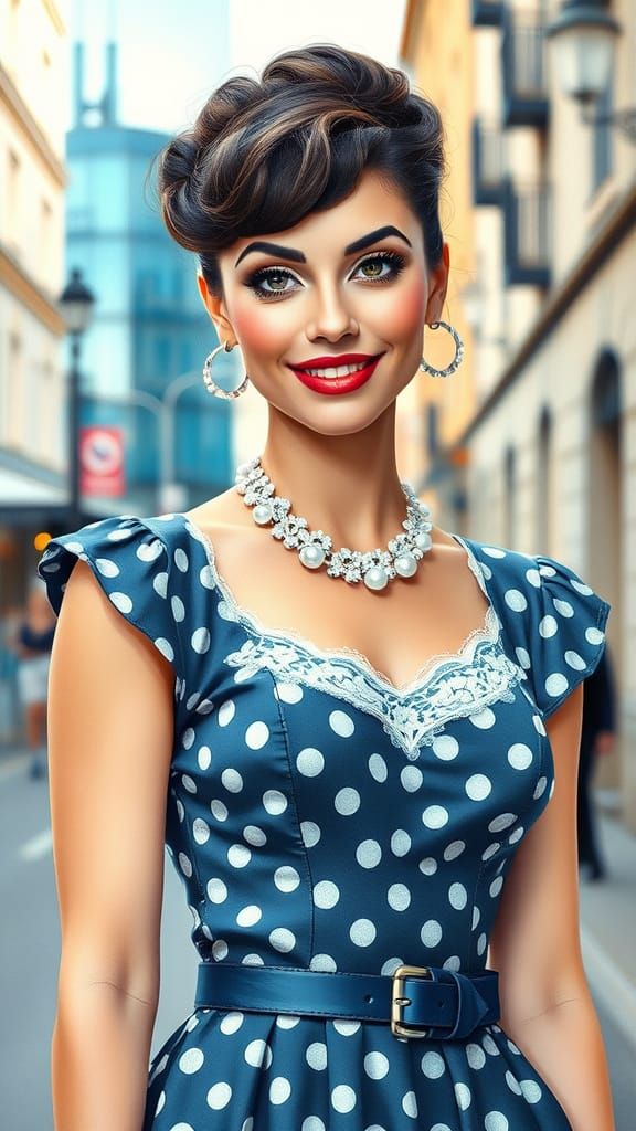 Enchanting, highly detailed acrylic-watercolor paintaing, airbrushed, A modern happy-looking woman standing in a beautif...