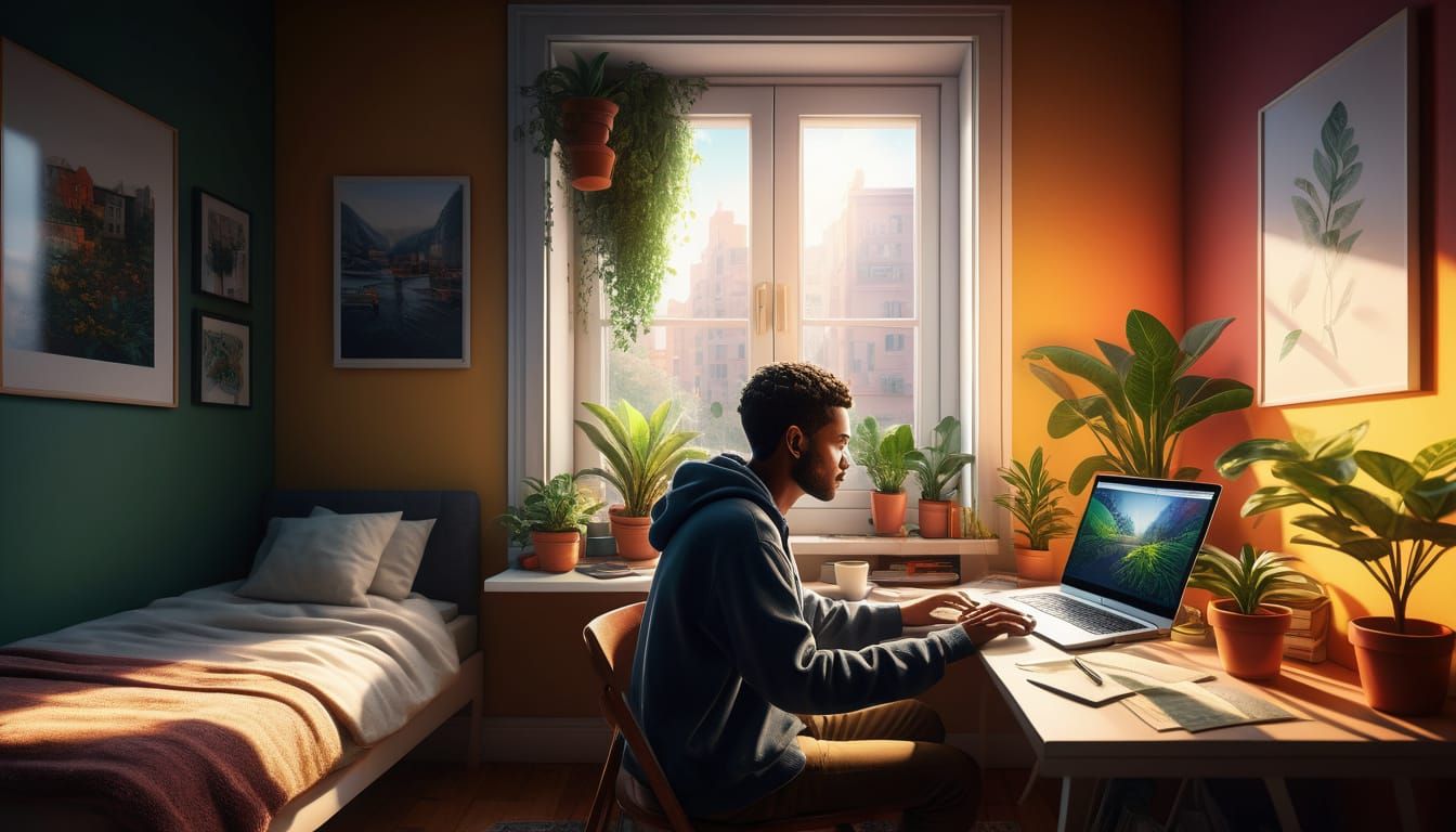 Cozy Bedroom Concept Art with Soft Sunlight