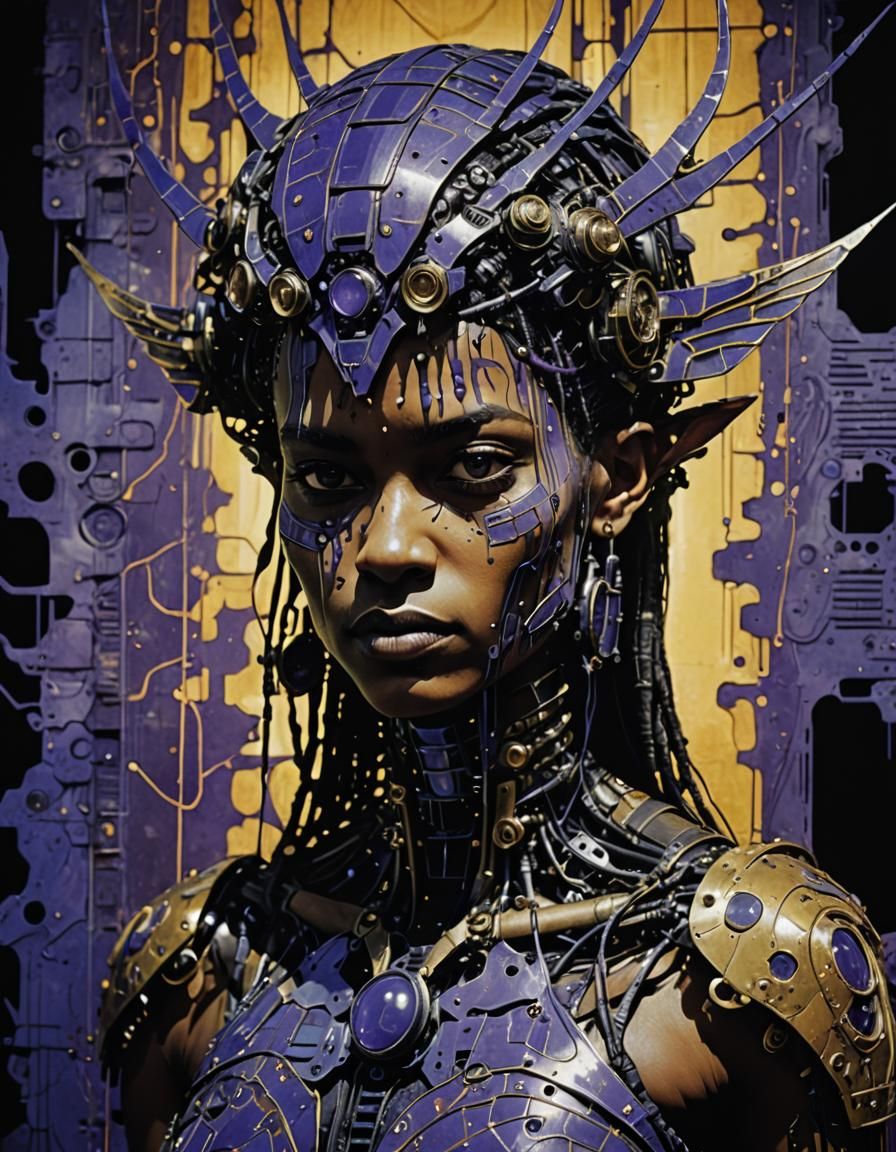 Glitchpunk Ultraviolet Faerie Portrait in Backlit Chemigram