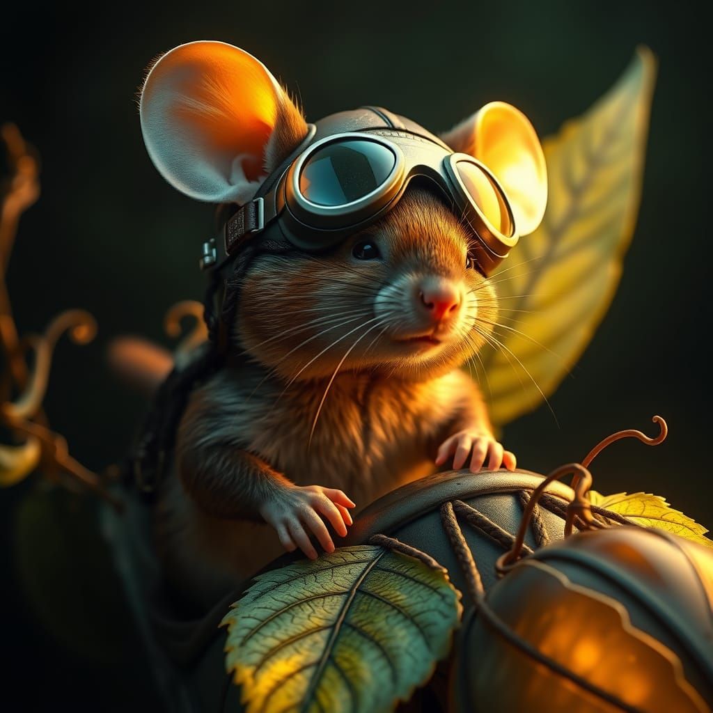 Fearless Aviator Mouse Leads Aerial Missions in Triadic Hues