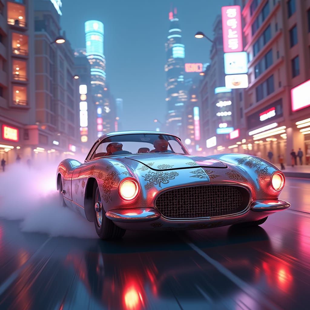 Russian Fudge Races in Neon Moscow, Artstation Concept