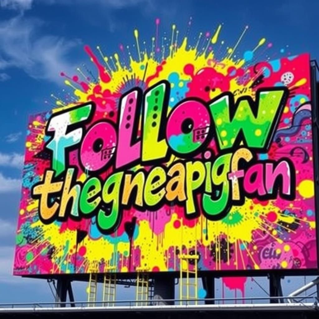 Eye-Catching Graffiti Billboard in Vibrant Oil Gouache Style