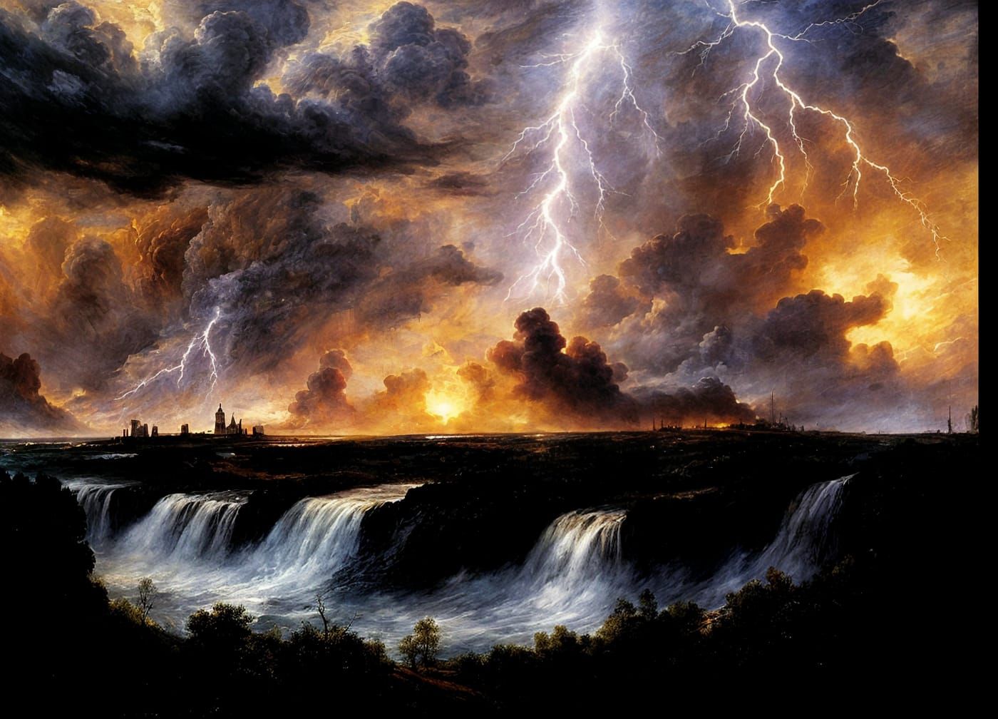 Fantasy storm, landscape by john constable, hyperdetailed