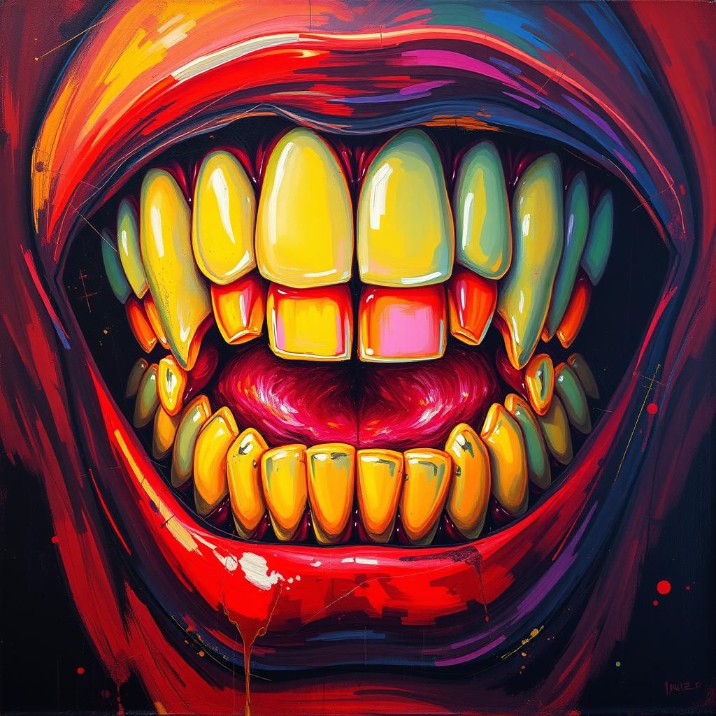 Surreal Teeth Painting in Modern Art Style
