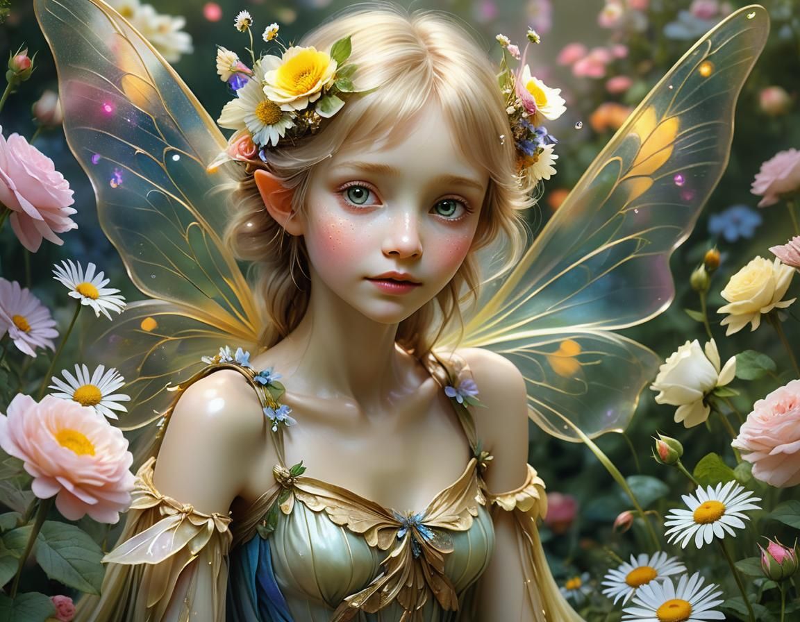 Flower Fairy in Dream Garden: Hyperrealistic Digital Art