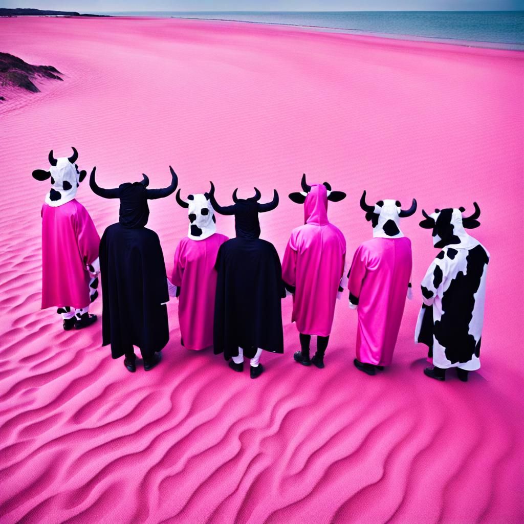 Surreal Cow Wedding Ceremony on Pink Beach