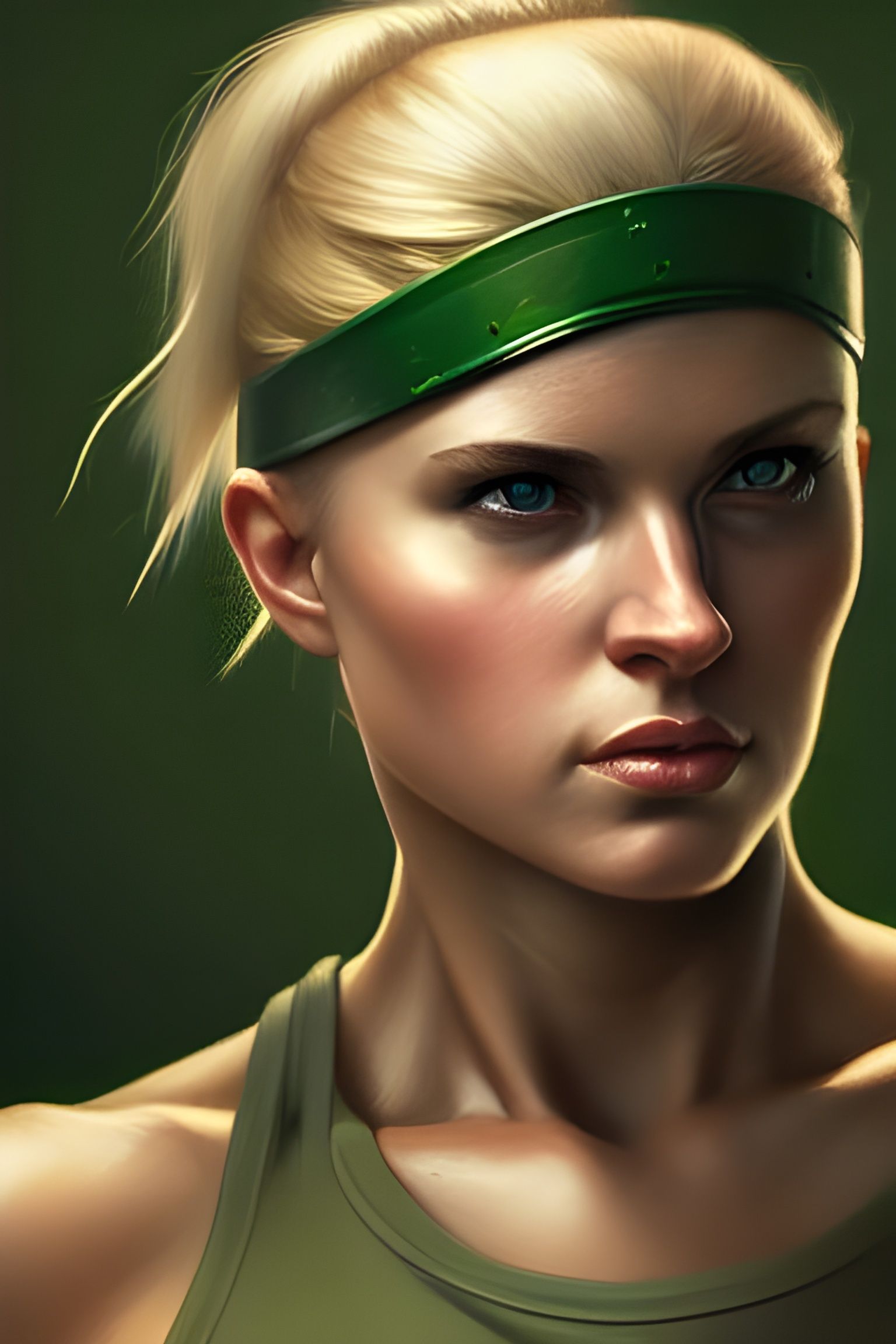 Blonde Female Soldier Portrait in Comic Book Style
