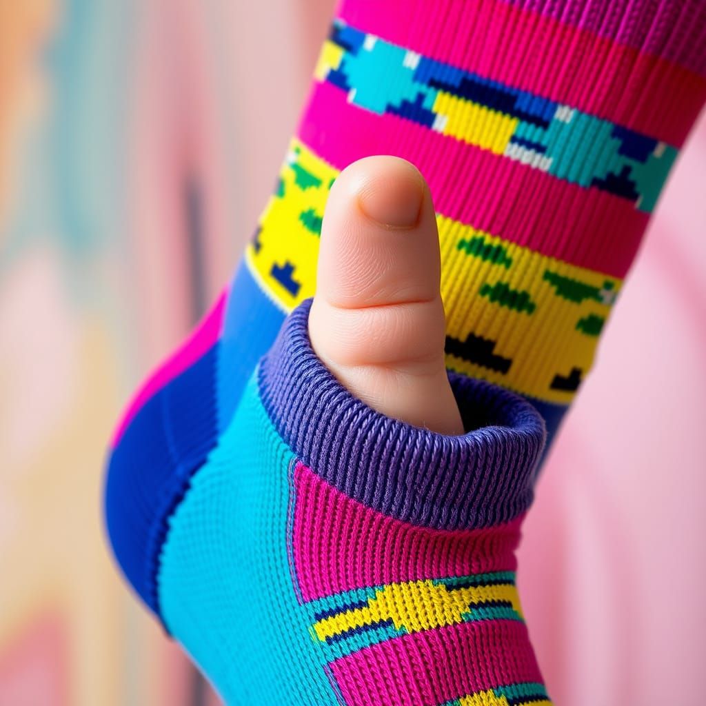 Playful Socks with Thumb in Pop Surrealism Style