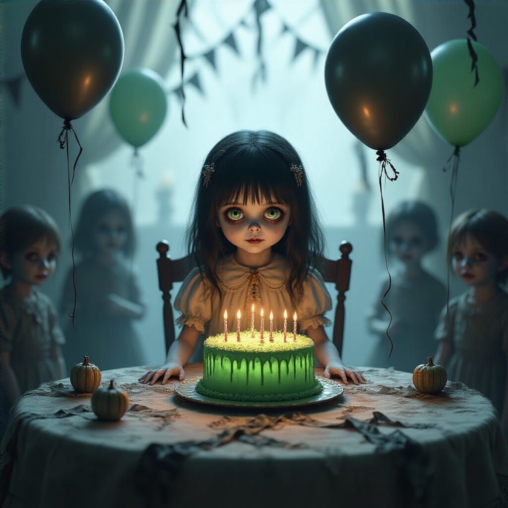 Adorable Ghost Girl's Gothic Birthday Celebration
