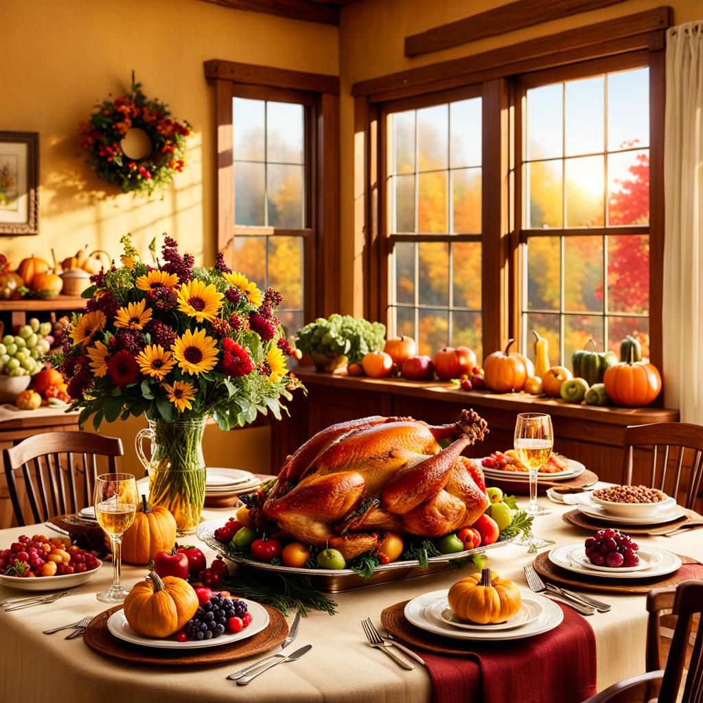 Thanksgiving Feast: Warm Golden Light and Festive Table