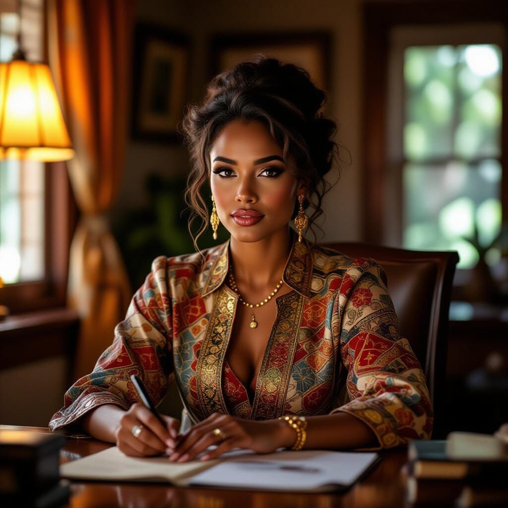 Stunning Portrait of Woman at Work in Cinematic Lighting