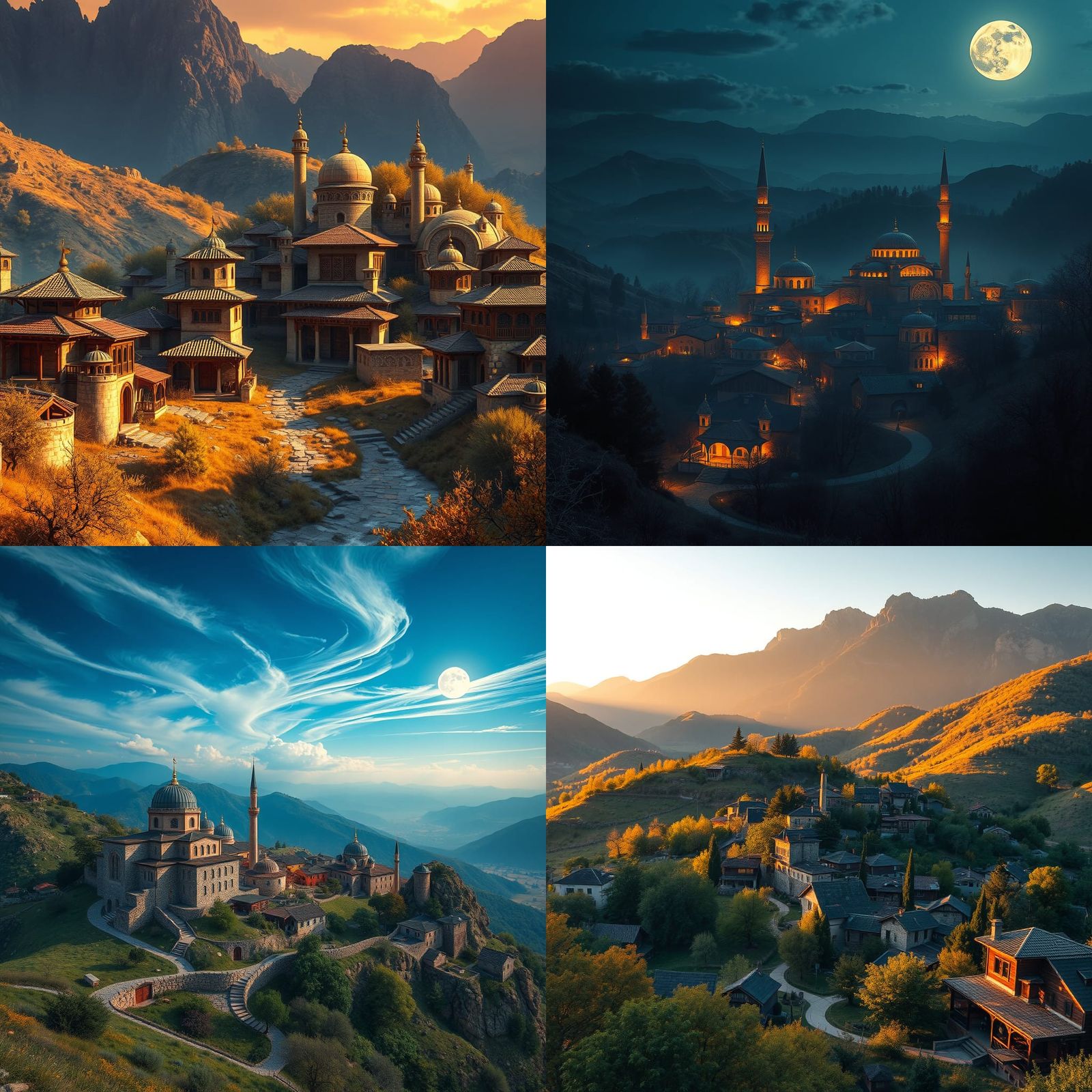 Fantastical Karacahisar Village Matte Painting