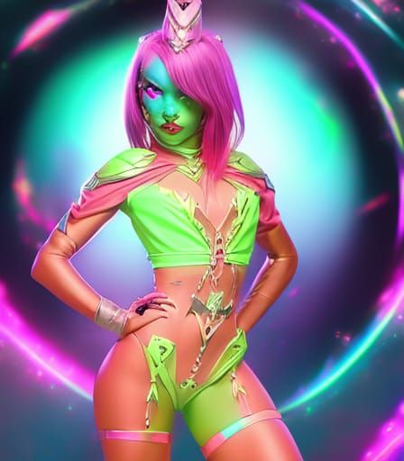 Neon Bat Monster Girl Superheroine