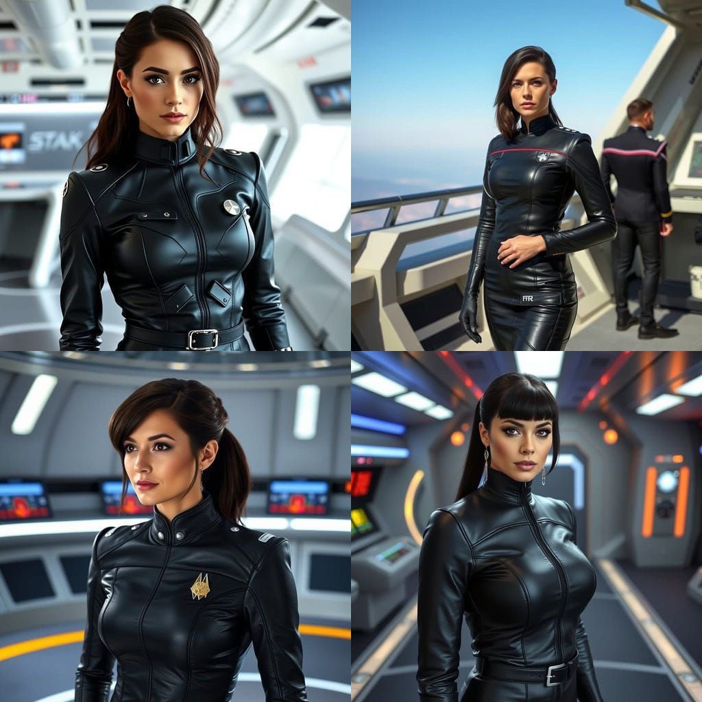 Leather Uniformed Starfleet Officer Stands at Command Post
