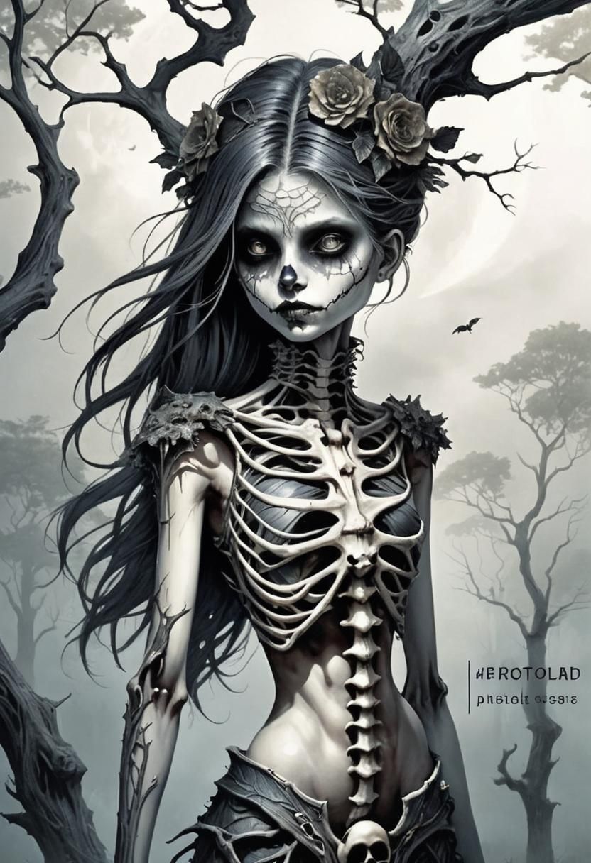 Gothic Sorceress in Dark Fantasy Forest