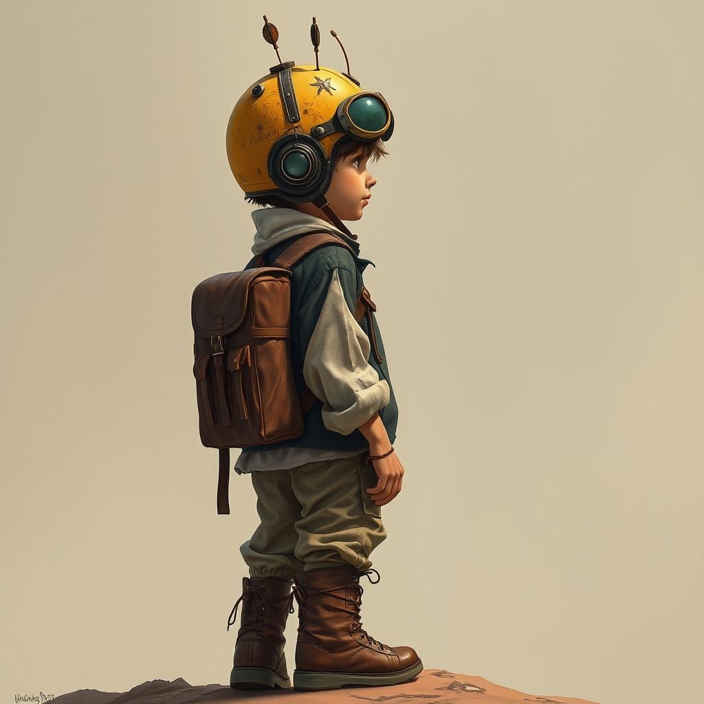 Retro-Futuristic Adventurer in Profile