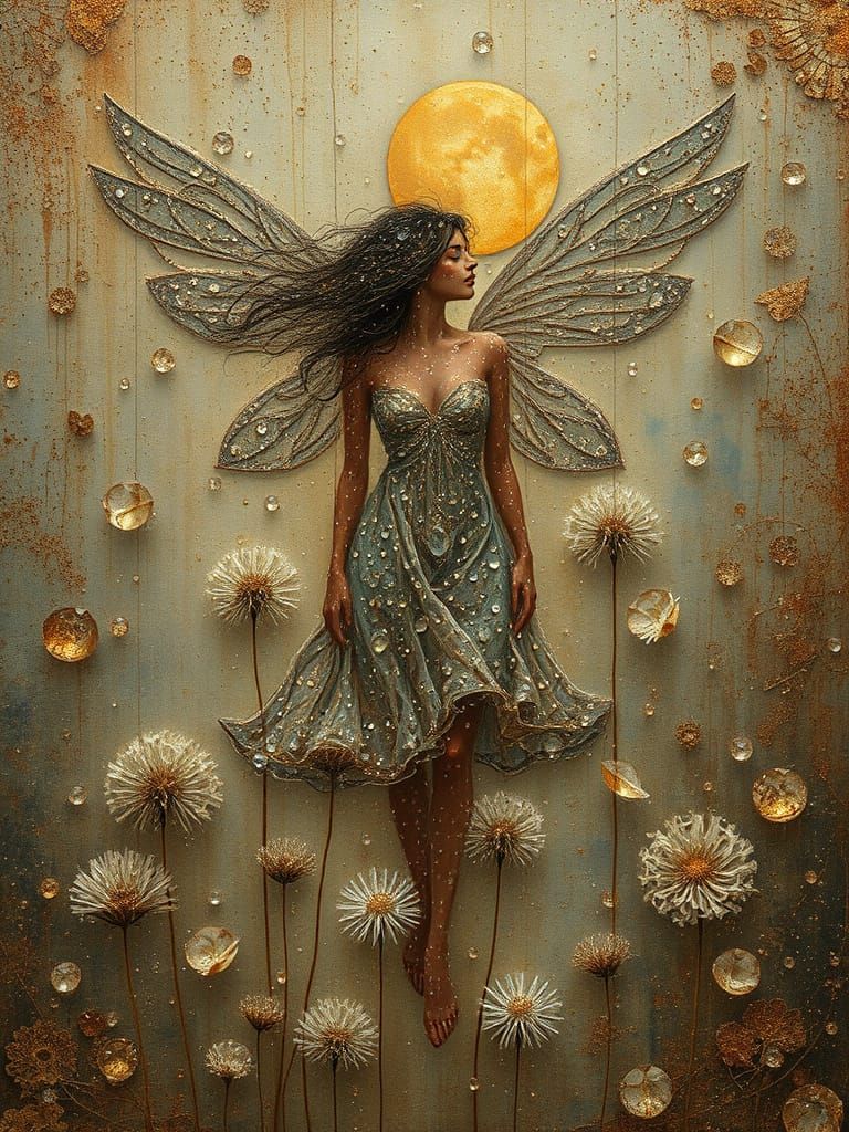 Ethereal Fairy Among Dandelion Seeds