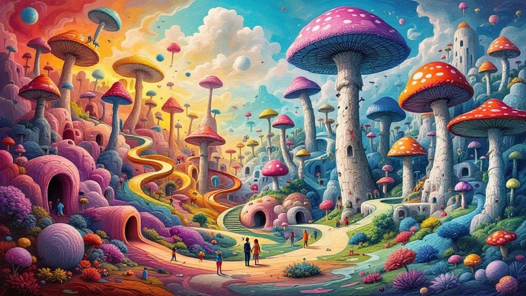 Surreal Playland with Melting Landscapes and Dreamlike Wonde...