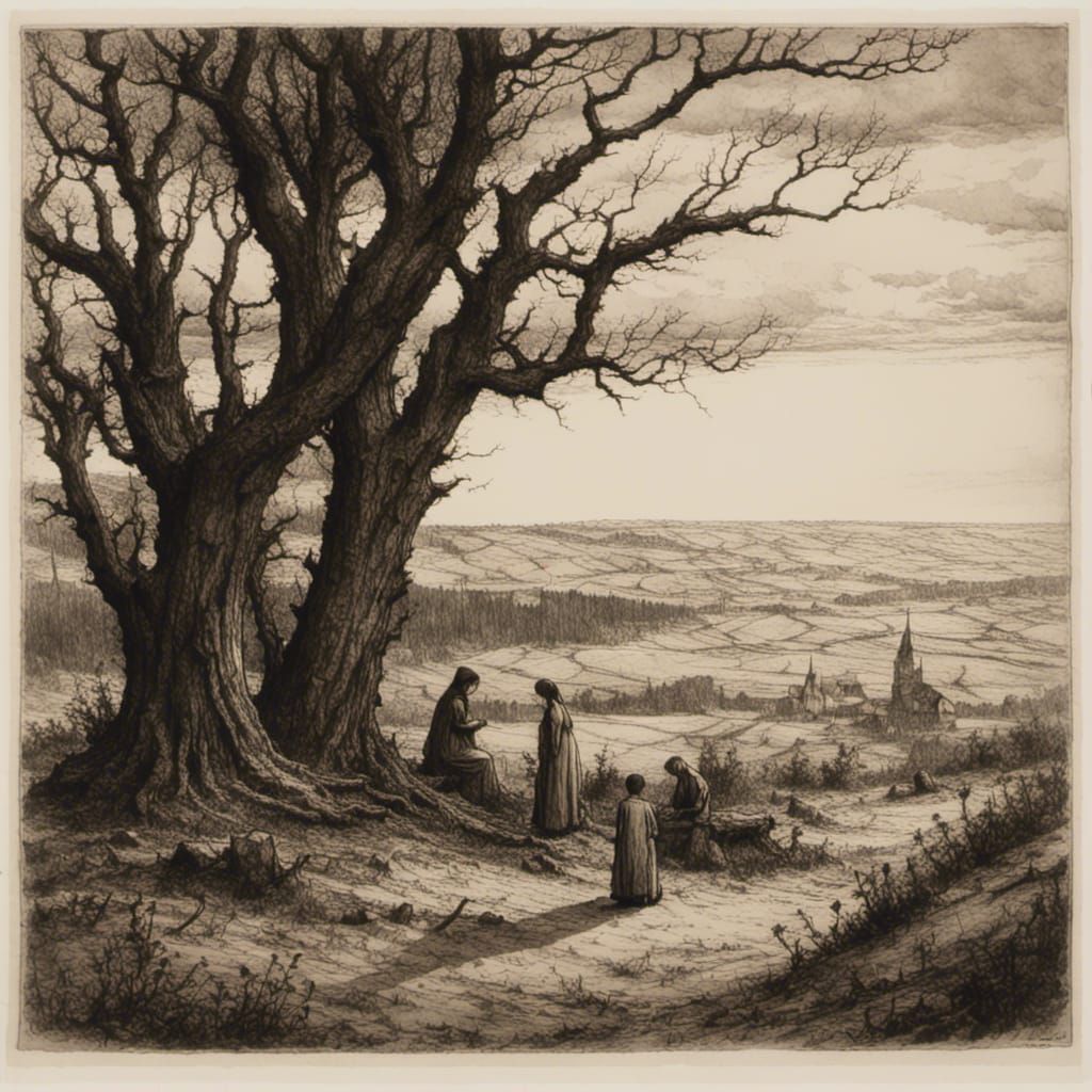 Sarah's Faith: An Evocative Dark-Style Rendering