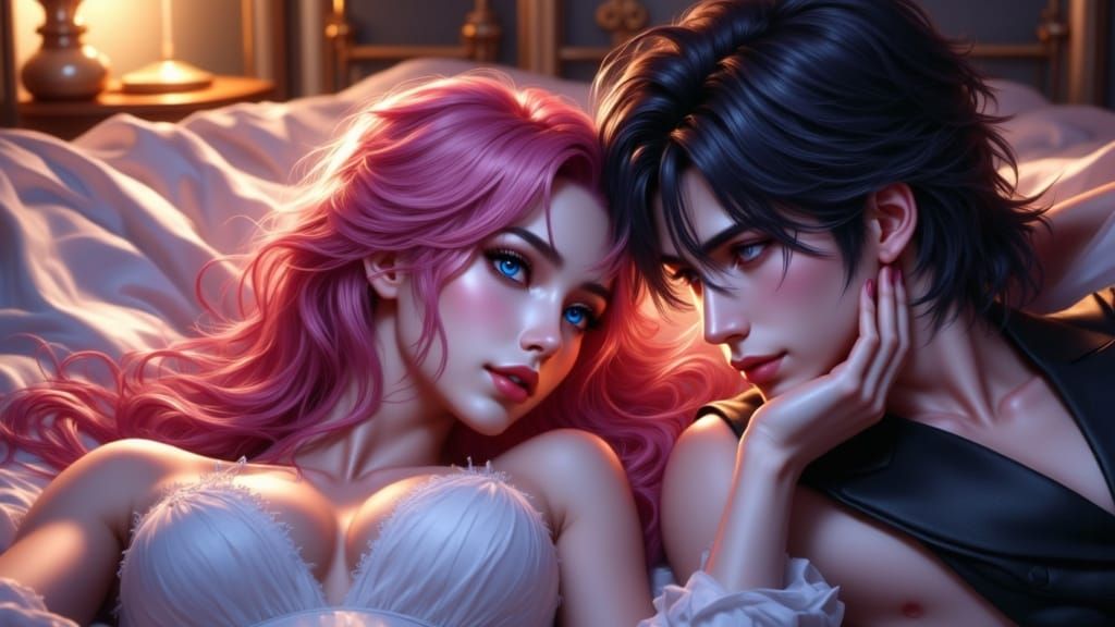 Elegant Anime Couple in WLOP Style