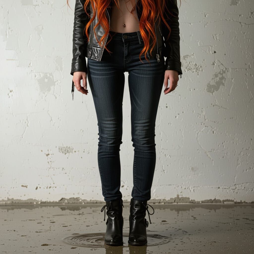 Redhead in Leather Jacket, Gritty Realism Style
