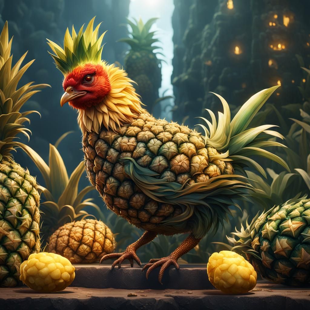 Fantastical Pineapple Chicken Matte Painting