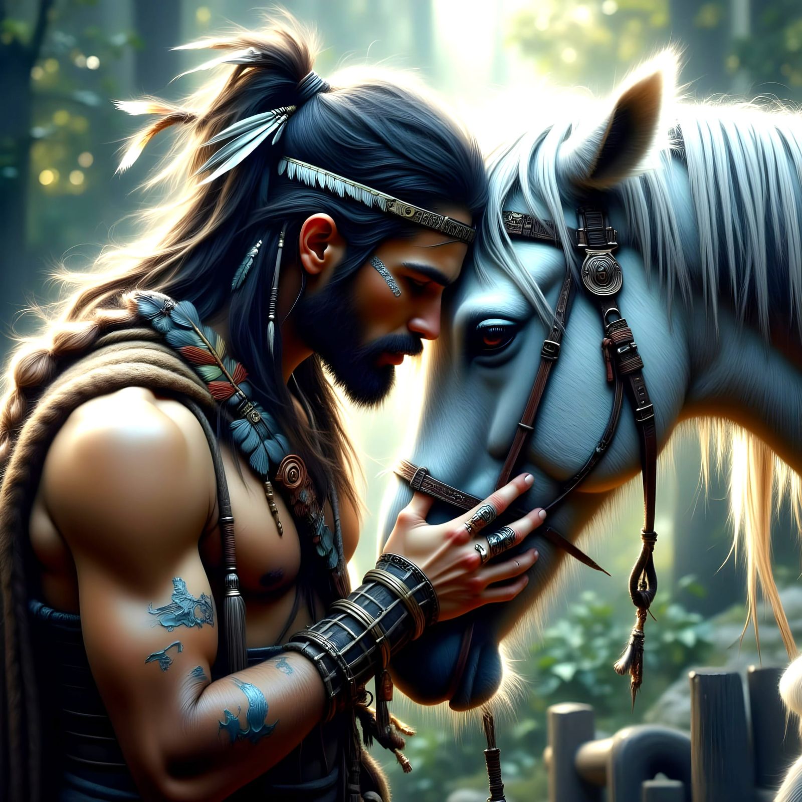 Mystical Bond Between Warrior and White Horse