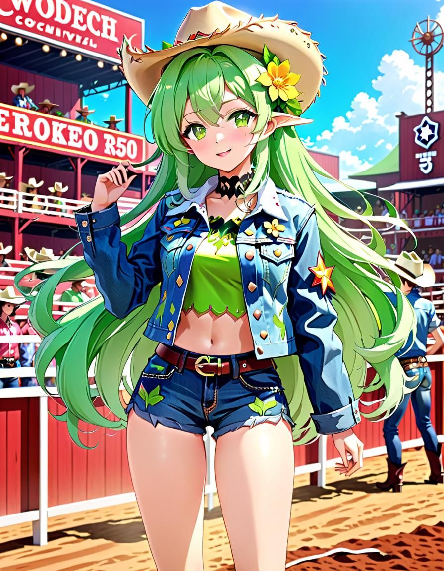 Anime Cowgirl Dryad at the Rodeo