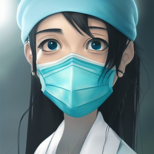 Anime-Style Surgeon in Operating Room Illustration