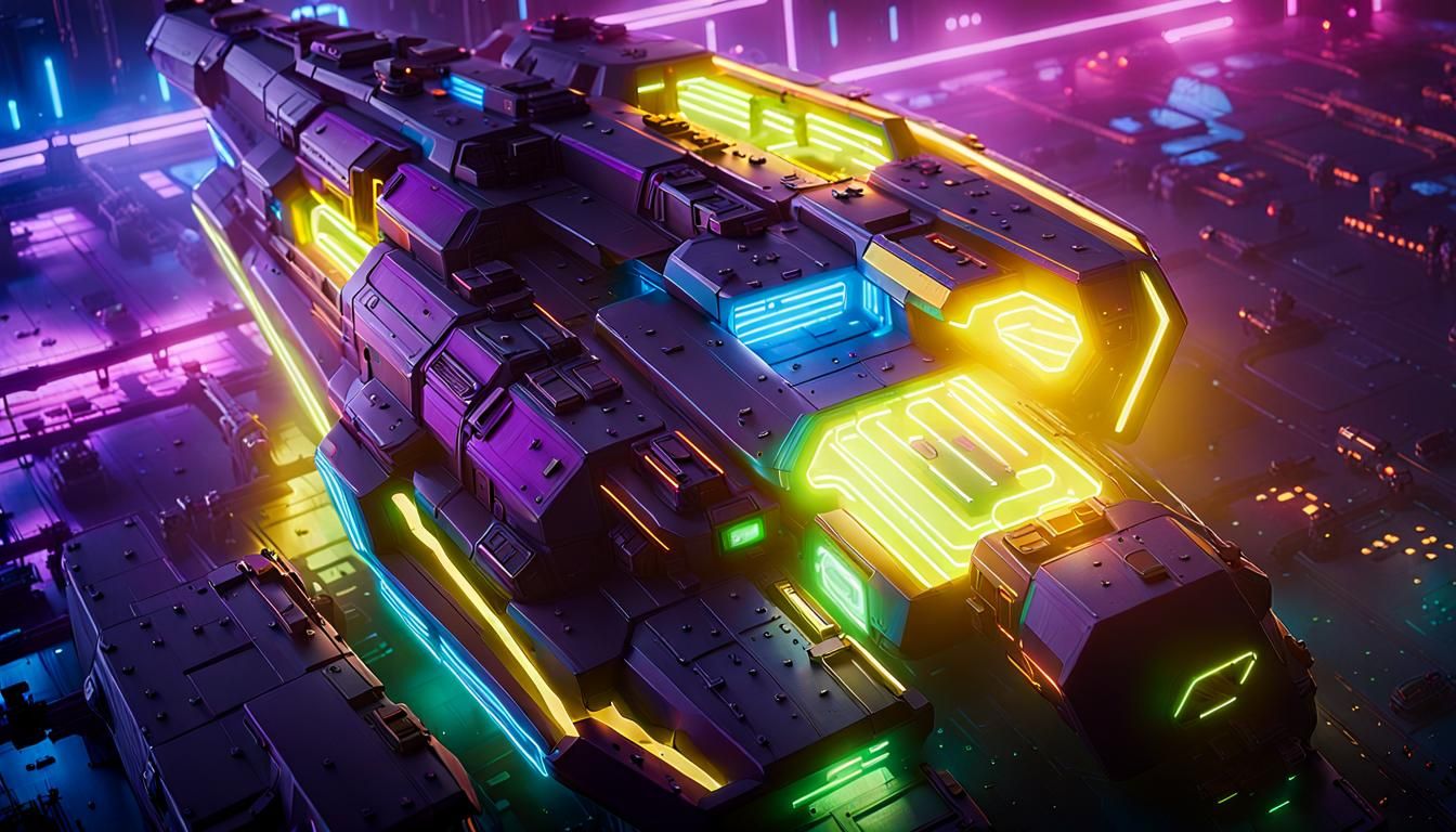 Cyberpunk 2099 Space Freighter Concept Art